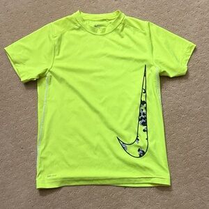 Nike Bright Yellow Dri-FIT Tee with Camo Swoosh